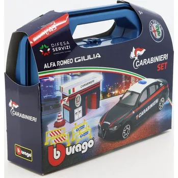 autíčko Set: Stanice městské policie + Alfa Romeo Giulia 2016 1:43 Stanice městské policie + Alfa Romeo Giulia 2016 - kovový model auta 1/43