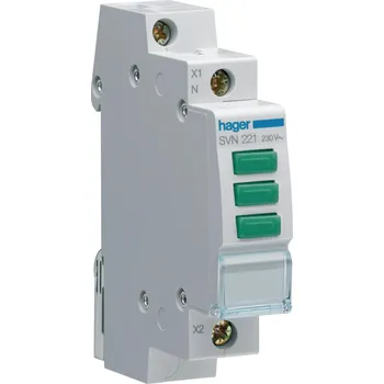 Kontrolka, 230 V AC, 3 x zelená LED HAGER SVN221