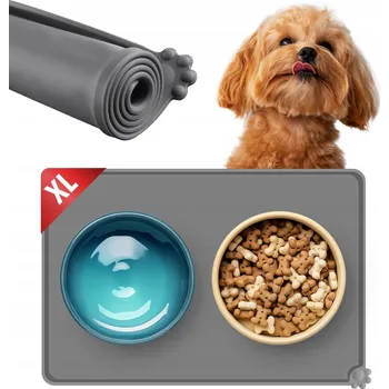 Miska pro psa Podložka pod misku Mersjo silikonová šedá 48x30 cm voděodolná