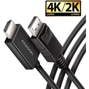 Video kabel AXAGON RVD-HI20C2, DisplayPort -> HDMI 2.0b redukce / kabel 1.8m, 4K/60Hz