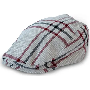 Čepice Pánská károvaná béžovo-červená bekovka, VELIKOST L/XL