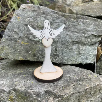 Vánoční dekorace Dřevěný andílek 7,5 cm Barva: Bílo - přírodní