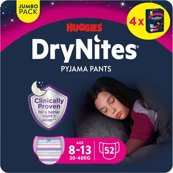 Dámské spodní prádlo DryNites natahovací kalhotky na noc pro dívky JUMBO box 8-13 let / 30-48kg / 4x13ks