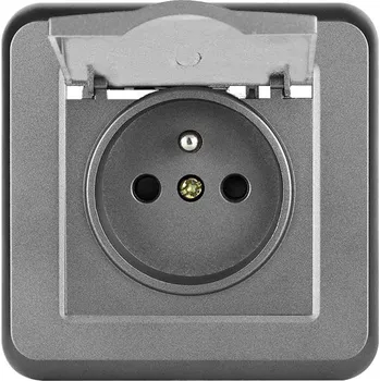 Elektrická zásuvka UNIC Elektrická zásuvka 230V s krytem, šedá plast