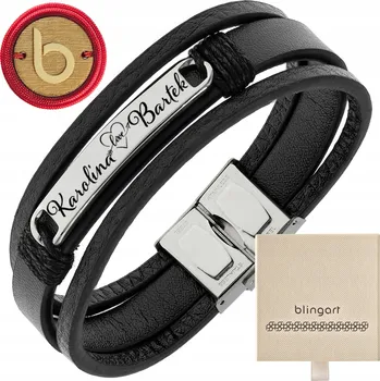 Náramek Náramek s s gravírováním černý ocel 316L kůže