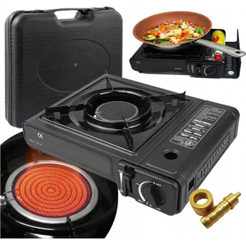 Turistický vařič 1 ks Přenosný plynový vařič Happy Home 2500W jednoplotýnkový BDZ-155-A