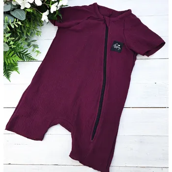 Kojenecký overall Kulišárny Mušelínový letní overal s krátkým rukávem WINE VELIKOST: 86