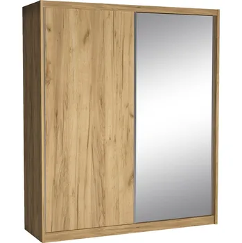 Šatní skříň Šatní skříň MACI | 208 cm | se zrcadlem | kraft zlatý