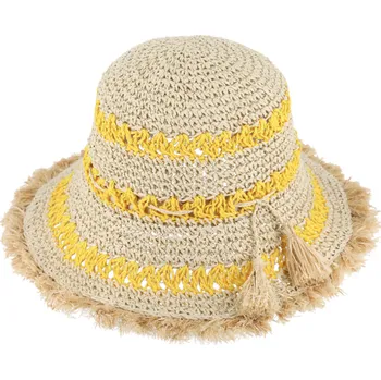 Klobouk Fiebig - Headwear since 1903 Dámský letní žlutý klobouček Cloche s malou krempou a s třásněmi od Fiebig Velikost: Unisize (S-XL)