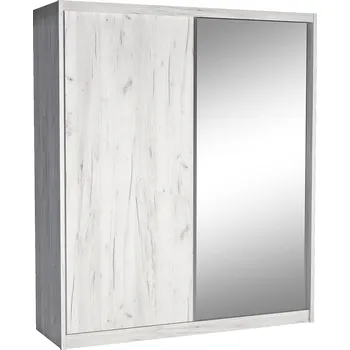 Šatní skříň Šatní skříň MACI | 208 cm | se zrcadlem | kraft bílý