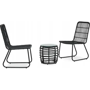 Bistro set nábytku 3 ks, PE ratan, černý