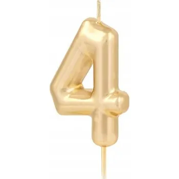 Dortová svíčka Svíčka na dort 4. narozeniny číslice zlatá čtyřletá 6 cm číslo narozeninová