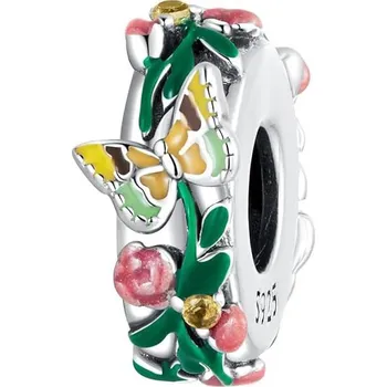 Přívěsek Stříbrný přívěsek korálek na náramek s motýlky