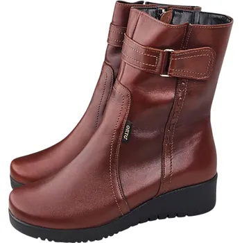 Dámské kozačky T 2988 - SA1813 kožené zdravotní polokozačky s regulací 39