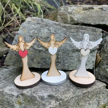 Vánoce Dřevěný andílek 7,5 cm Barva: Přírodní