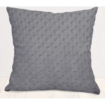 Povlak na polštářek Dětský povlak na polštář Minky 3D srdíčka MKS-005 Tmavě šedý 35 x 45 cm
