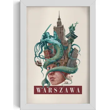 Obraz Obraz + rámeček Vintage retro styl Varšava Siréna, Sloup Zikmunda 20x30 cm