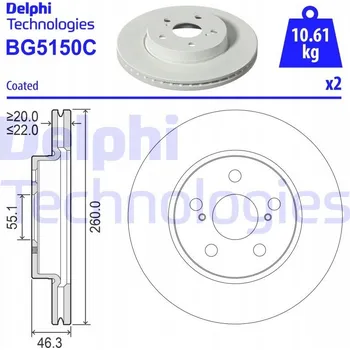 Brzdový kotouč Delphi BG5150C Brzdový kotouč