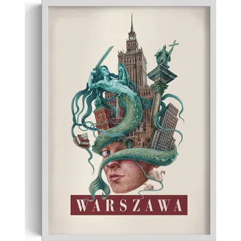 Obraz Nástěnný obraz Vintage retro styl Varšava Siréna, Sloup Zikmunda 50x70 cm