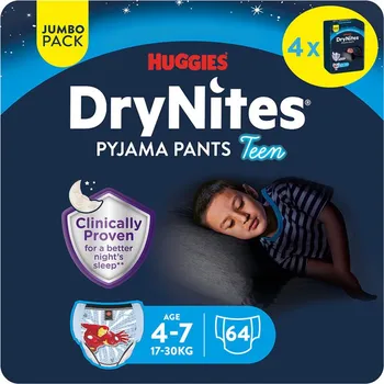 DryNites natahovací kalhotky na noc pro chlapce JUMBO box 4-7let/17-30kg/4x16ks