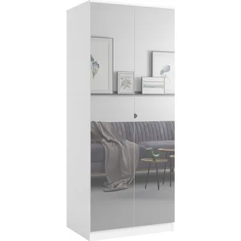 Šatní skříň Monza 2D 80 Bílá Skříň s otevíracími dveřmi se zrcadlem