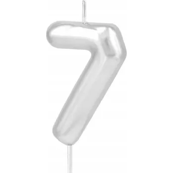 Dortová svíčka Svíčka na dort číslice 7 stříbrná lesklá číslice na narozeniny 6 cm 1 kus