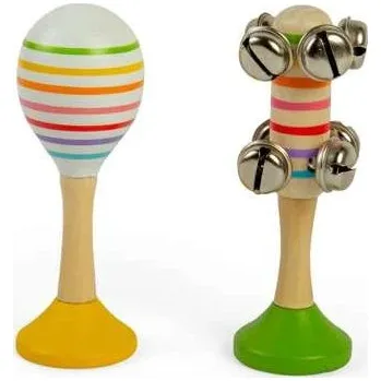 Bigjigs Toys Sada Rumba koule žlutá a rolničky zelené (2 ks)