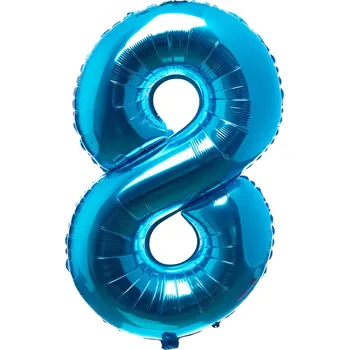 Balónek FOLIOVÝ BALÓNEK VE TVARU ČÍSLICE 8 OSM MODRÝ ČÍSLICE NAROZENINY 80 cm