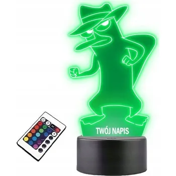 Lampička LAMPičKA na SKLE Soška Perry Ptakopysk 3D LED RGB + DÁLKOVÝ OVLADAČ 16 BAREV