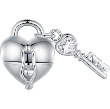 Přívěsek Stříbrný přívěsek korálek zámek a klíč