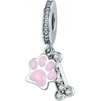 Přívěsek Stříbrný přívěsek korálek tlapka a kostička