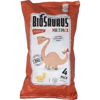 Biosaurus bio kukuřičné křupky s kečupovou příchutí, dinosauři, bez lepku 4x15 g