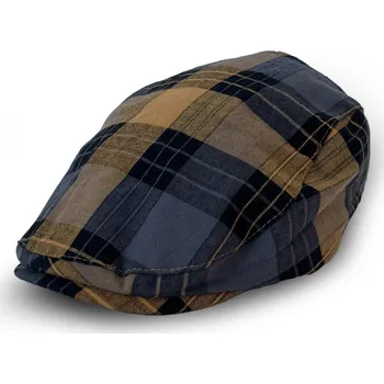 Čepice Pánská károvaná bekovka žluto-modrá, VELIKOST L/XL