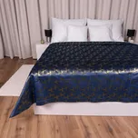 Sametový přehoz na postel Isabela IBL-011 Rose Gold trojúhelníky na královsky modrém 220x240 cm