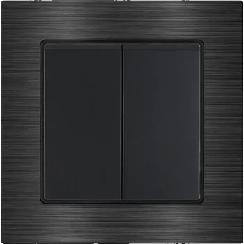 Elektrická zásuvka UNIC Dvojvypínač lustrový sériový č.5 v rámečku 82mm, slitina hliníku černý