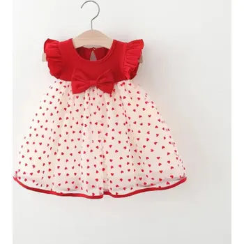 Kojenecké šaty Letní kojenecké šatičky červené se srdíčky a mašlí v pase (vel. od 9 měsíců do 3 let) Velikost: 18-24 měsíců