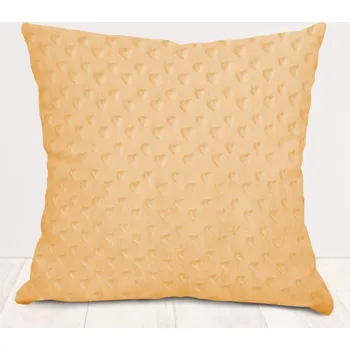 Povlak na dekorativní polštářek Dětský povlak na polštář Minky 3D srdíčka MKS-007 Světle meruňkový 40 x 60 cm