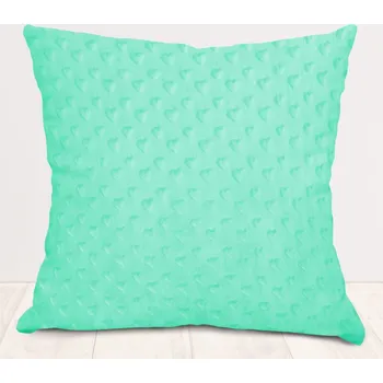 Povlak na dekorativní polštářek Dětský povlak na polštář Minky 3D srdíčka MKS-002 Mintový 40 x 40 cm