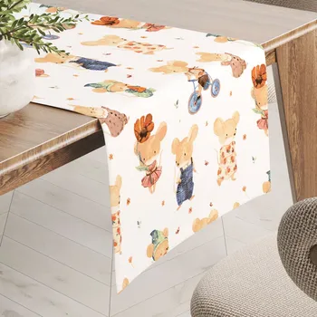 ubrus Dětský bavlněný běhoun na stůl Sandra SA-611 Hravé myšky na bílém 20x120 cm