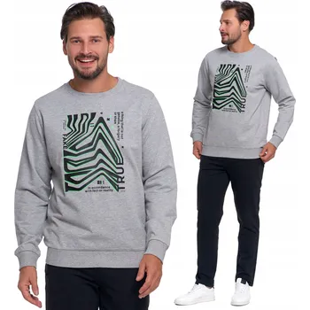 Pánská mikina PÁNSKÁ MIKINA BEZ KAPUCE S POTISKEM MORAJ BAVLNĚNÁ STYLOVÁ MÓDNÍ ŠEDÁ S