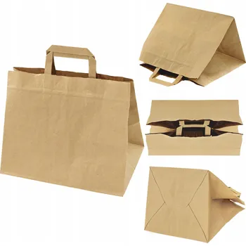 Nákupní taška PAPÍROVÉ TAŠKY 340x170x250 mm VELKÉ PAPÍROVÉ TAŠKY S PLOCHÝM UCHEM x10