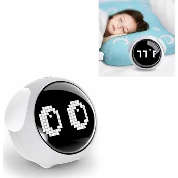 Budík BUDÍK PRO DĚTI EMOJI NOČNÍ LAMPA LED AKUMULÁTOR EMOTIKONY ALARM