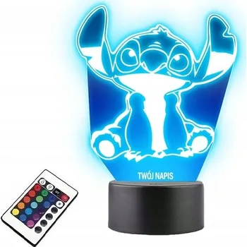 Lampička LAMPKA na SKLE Statuetka Led Stich Bajka 3D LED RGB + DÁLKOVÝ OVLADAČ 16 BAREV