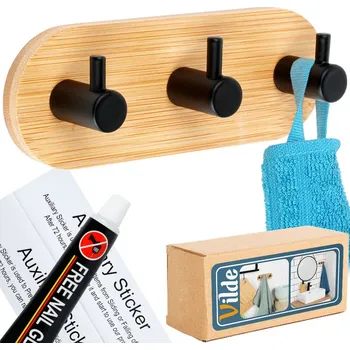 Věšák Háček bez vrtání Vilde , hnědý, černý