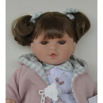 Panenka Realistické miminko - holčička Albína v růžovém kabátku od španělské firmy Marina & Pau (Petite Pique - 40 cm)