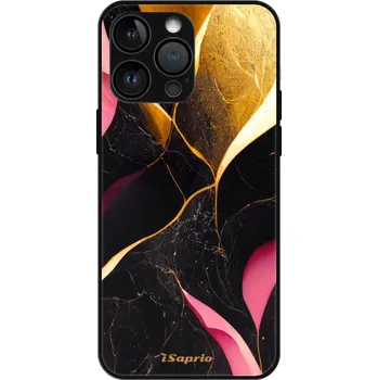 Pouzdro na mobilní telefon iSaprio MagSafe lesklé pouzdro - Apple iPhone 14 Pro Max - Gold Pink Marble (Lesklé MagSafe pouzdro iSaprio pro Apple iPhone 14 Pro Max - Gold Pink Marble - tvrzený skleněný obal a ochranný kryt s elegantním designem a měkkými boky)