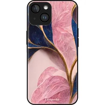 Pouzdro na mobilní telefon iSaprio MagSafe lesklé pouzdro - Apple iPhone 15 - Pink Blue Leaves (Lesklé MagSafe pouzdro iSaprio pro Apple iPhone 15 - Pink Blue Leaves - tvrzený skleněný obal a ochranný kryt s elegantním designem a měkkými boky)