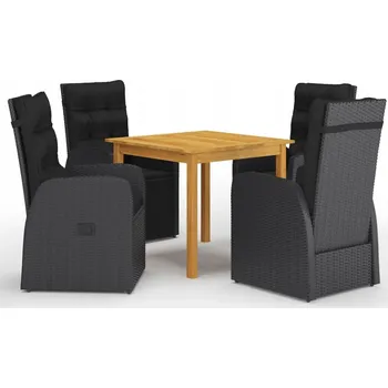 Zahradní sestava Zahradní nábytek, dřevěná sestava VidaXL, černá, 5 dílů