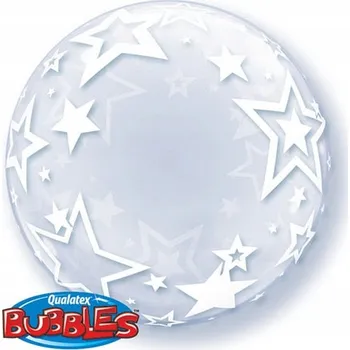 Balónek Qualatex Fóliový Balón 24" Ql Bubble Deco Hvězdy