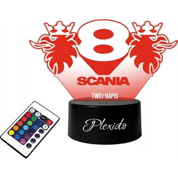 Lampička LAMPKA na SKLE Statuetka Led Tir Scania Logo 3D LED RGB + DÁLKOVÝ OVLADAČ 16 BAREV